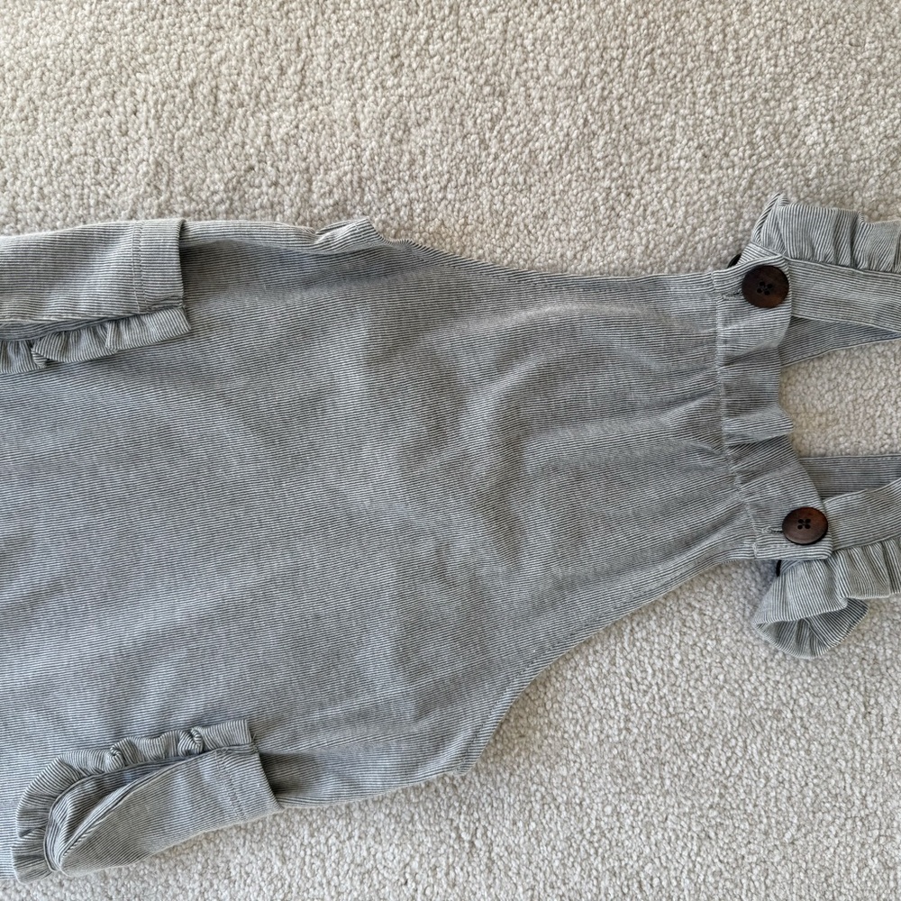 Milkbarn Gray Ruffled Overalls - Picture 3 of 5
